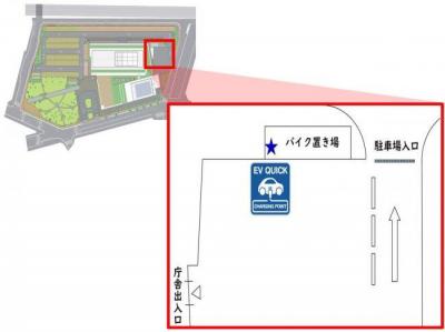 市役所本庁舎東側バイク置場横地図