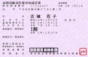 後期高齢者医療資格確認書　