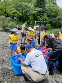 魚を配布する様子