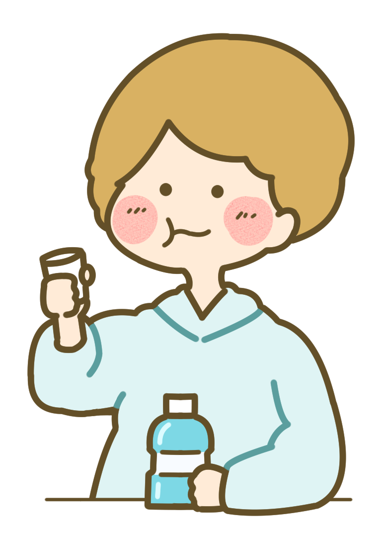 うがいをする人のイラスト
