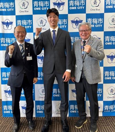12月1日表敬訪問（プロ野球ドラフト指名 山崎太陽選手）の写真