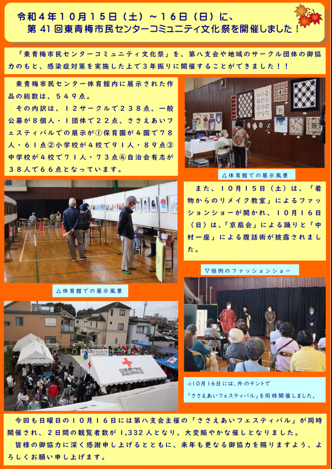 東青梅市民センターコミュニティー文化祭