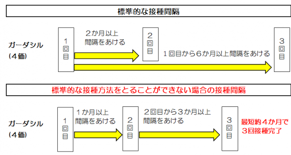 HPVワクチン接種間隔例